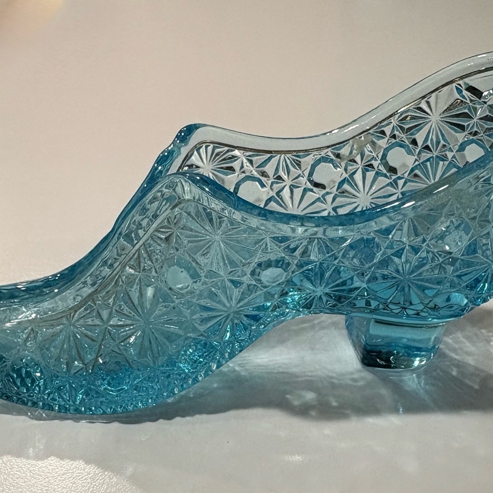 Vintage Fenton Blue Glass Women Shoe - Picture 2 of 7